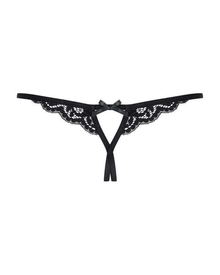 Жіночі стрінги - Obsessive 831-THC-1 Crotchless Thong Black - L/XL