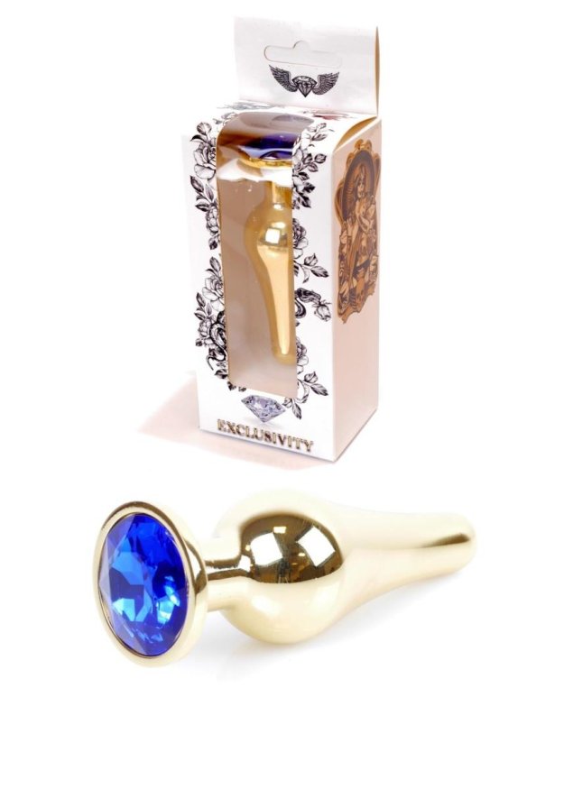Анальна пробка - Jewellery Gold Long Plug Dark Blue