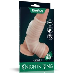 Відкрита вібронасадка на пеніс - Vibrating Wave Knights Ring With Scrotum Sleeve White