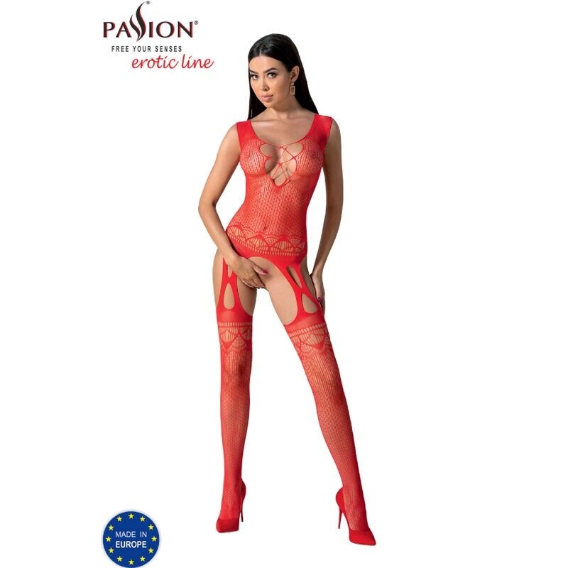 Бодистокинг ажурный с открытым доступом Passion BS099 red