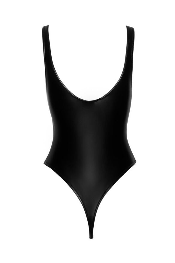 Боди с мокрым эффектом Noir Handmade F244 Powerwetlook body with high cut bottom hem, L