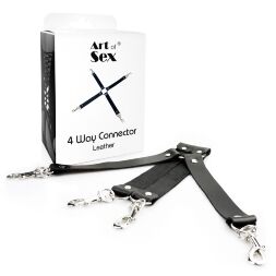 Хрестовина з натуральної шкіри Art of Sex - 4 Way Connector, чорний