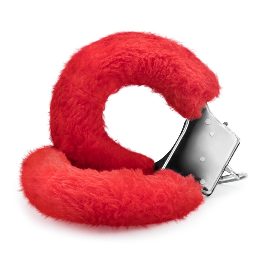 Наручники Love Cuffs Crushious металеві, з червоним хутром