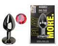 Анальна пробка з кристалом EGZO - Dark Gray Round Plug Red, size S