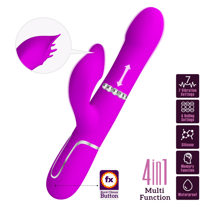 Вібромасажер із поступальним рухом серії Pretty Love - Falin Twinkled Tenderness Purple 7 vibration functions 4 rolling functions