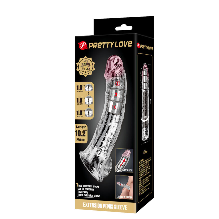 Удлинительная насадка на член – Pretty Love Extension Penis Sleeve Clear, 26 см