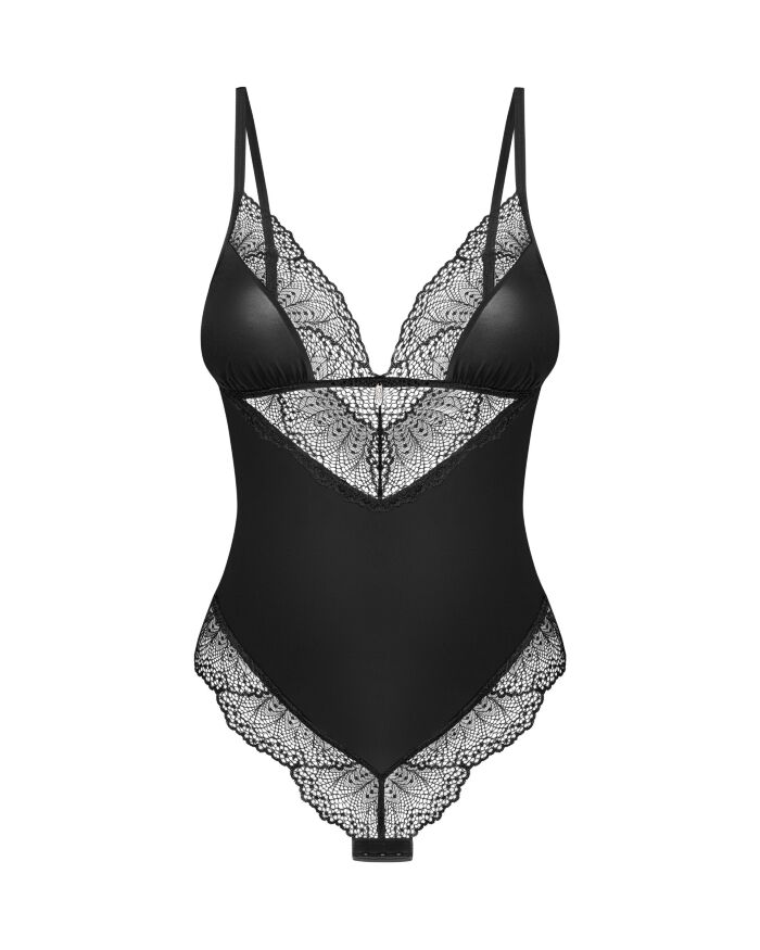 Боді Obsessive Lobellis мереживне, чорне, XS-S