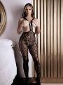 Сексуальні колготи з підтяжками Fantasy lingerie, мереживні, чорні, one size