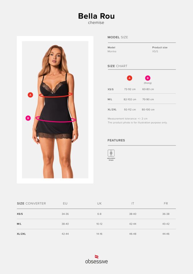 Сорочка та трусики Obsessive Bella Rou chemise &amp; thong XL/2X