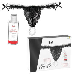 Набір з трусиків та лубриканта INTT BRAZILIAN PANTY BLACK