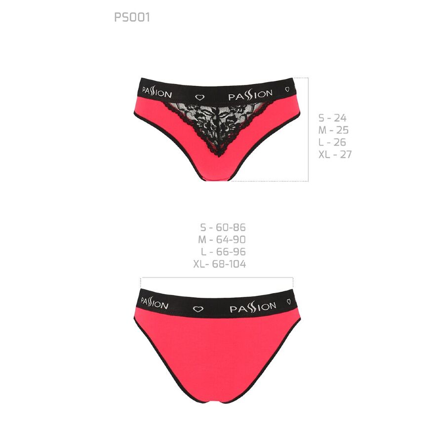 Трусики с широкой резинкой и кружевом PS001 PANTIES red/black XL - Passion
