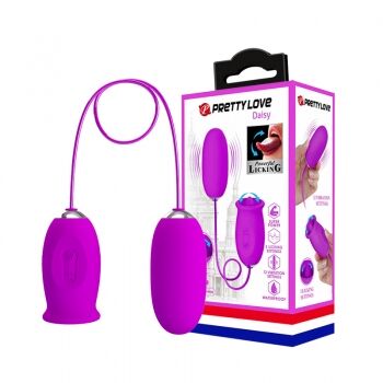 Кліторальний стимулятор з віброяйцем - Pretty Love Daisy Licking Vibrator Purple