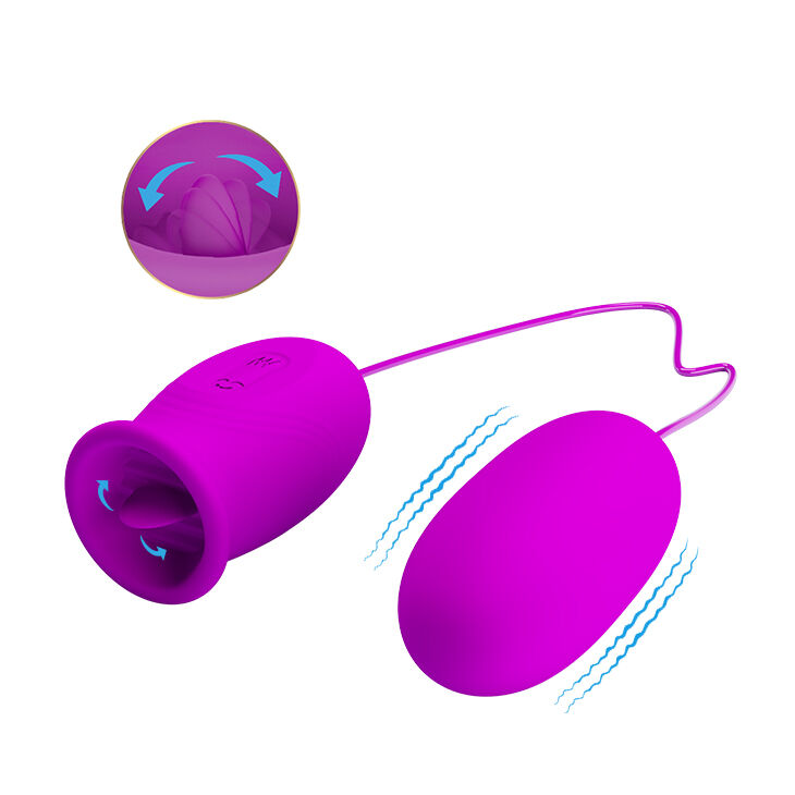 Кліторальний стимулятор з віброяйцем - Pretty Love Daisy Licking Vibrator Purple