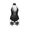 Боди + ошейник с цепочками F109 Noir Handmade M