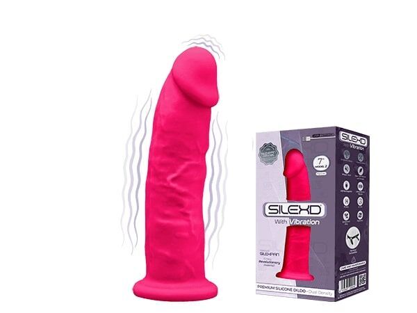 Фаллоимитатор с вибрацией SilexD Henry Vibro Pink (MODEL 2 size 7in), двухслойный