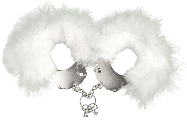 (мятая упаковка) Наручники металлические с белой отделкой Adrien Lastic Handcuffs White