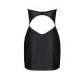 Мини-платье из экокожи Celine Chemise black L/XL — Passion: шнуровка, трусики в комплекте