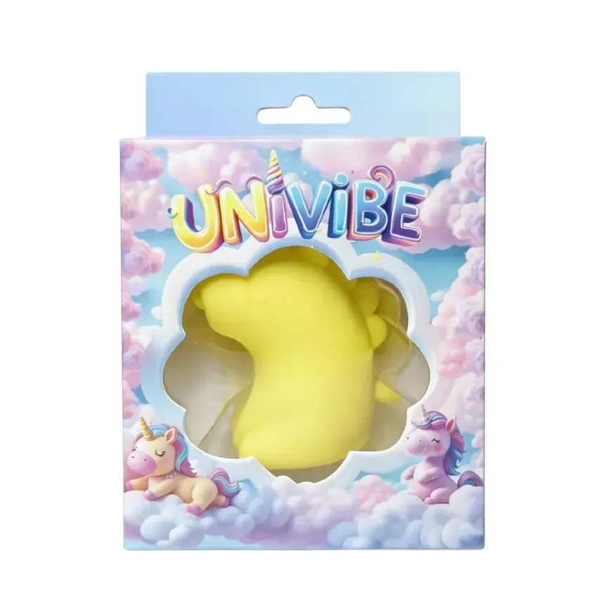 Стимулятор клітора з пульсацією UNIVIBE Єдиноріг, 5 режимів, жовтий