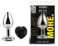 Анальная пробка с кристаллом EGZO - Silver Heart Plug Black size S