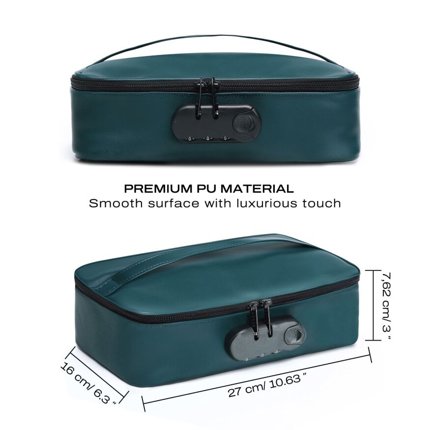 Кейс для іграшок Dorcel DISCREET BOX LUXURY GREEN, кодовий замок, 27×16×7,62 см
