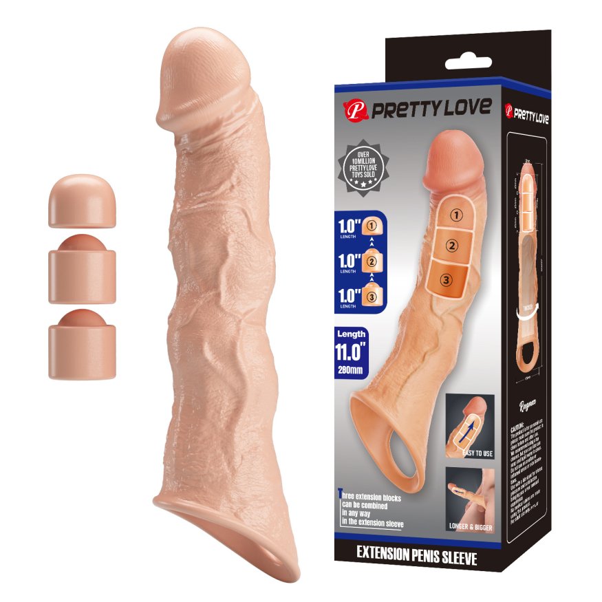 Удлинительная насадка на член - Pretty Love Extension Penis Sleeve Flesh, 28 см