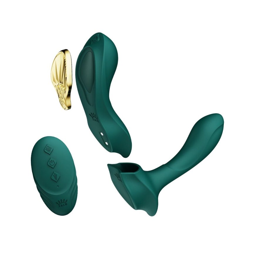 Смарт вибратор в трусики Zalo — AYA Turquoise Green, насадка и пульт ДУ