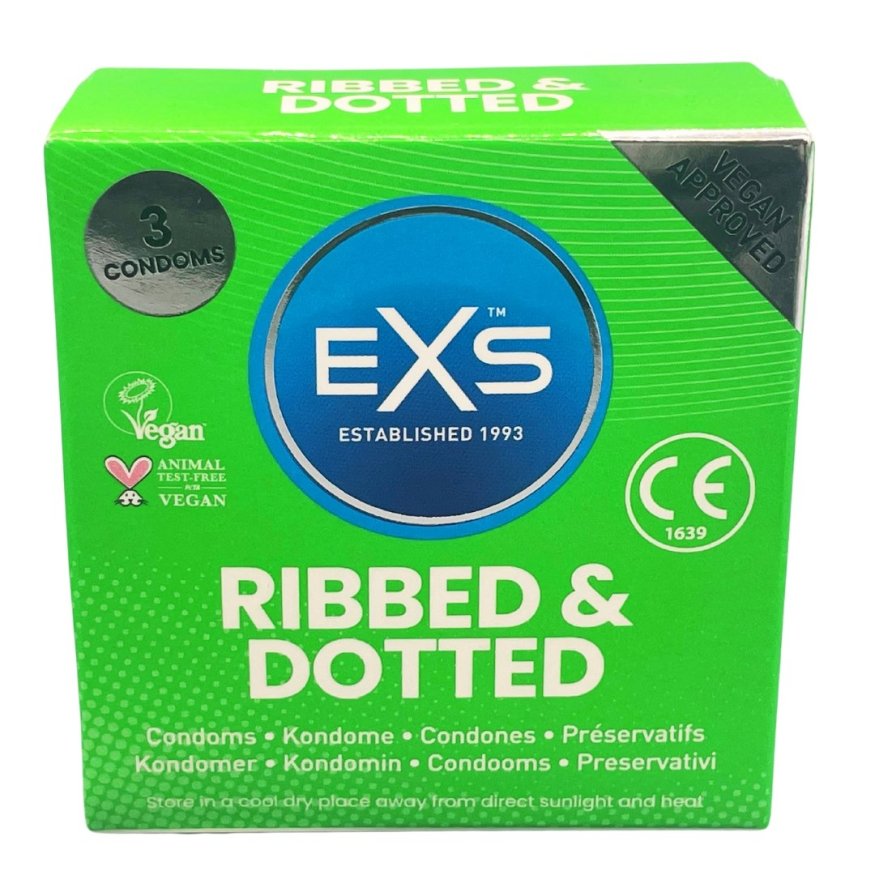 Презервативи ребристі - EXS Ribbed And Dotted, 3 шт.