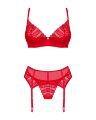 Комплект Obsessive Ingridia 3-pcs set XL/2XL, червоний, бюстгальтер, стрінги, пояс