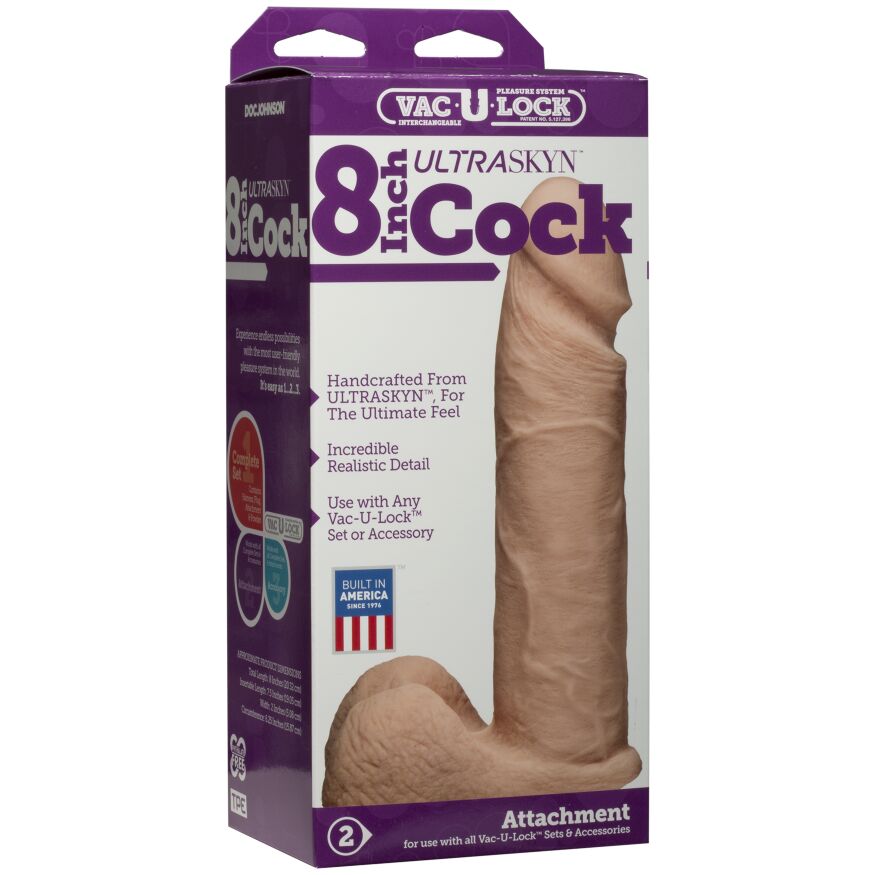 Фаллоимитатор Doc Johnson Vac-U-Lock - 8 Inch ULTRASKYN Cock White (мятая упаковка!!!)