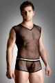 Сексуальный мужской комплект нижнего белья - Net Set, Shirt And Thong, black - M/L