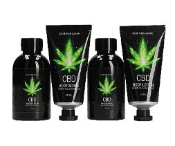 Набор для ванны и душа CBD Luxe Travel set - GREEN TEA & HEMP OIL ( 4 предмета )