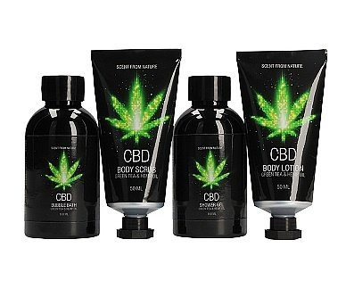 Набір для ванни і душу CBD Luxe Travel set-GREEN TEA &amp; HEMP OIL ( 4 предмета )