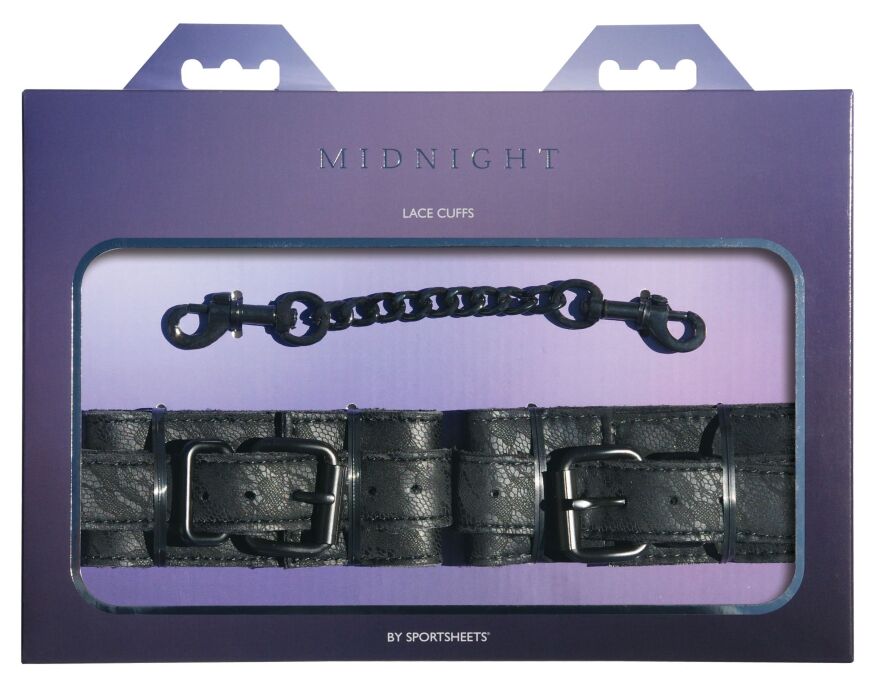 Наручники Sportsheets Midnight Lace Cuffs экокожа, с нежным рисунком
