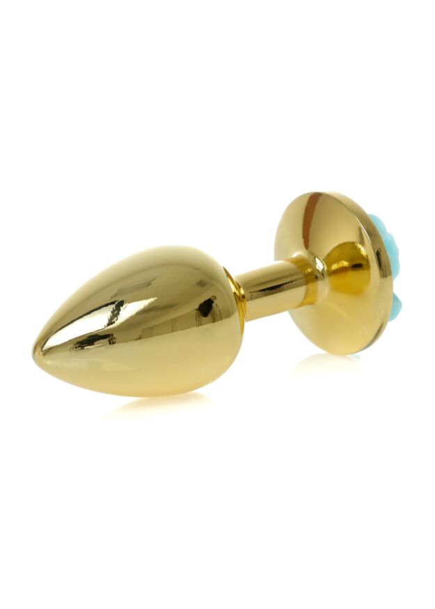 Анальная пробка с голубой розой Plug-Jewellery Gold PLUG ROSE- Light Blue