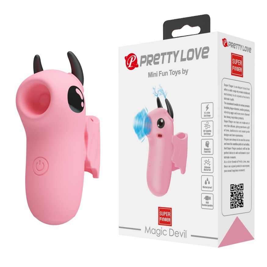 Стимулятор для клитора Pretty Love Magic Devil с сосанием и электростимуляцией, розовый, 6.9 см