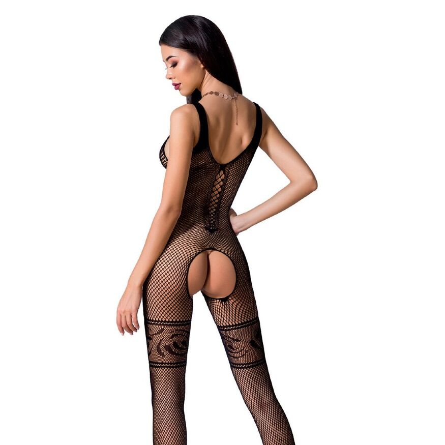Бодистокинг Passion BS069 black, комбинезон, имитация чулок и боди