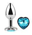 Анальная пробка с кристаллом EGZO - Silver Heart Plug Aqua size S