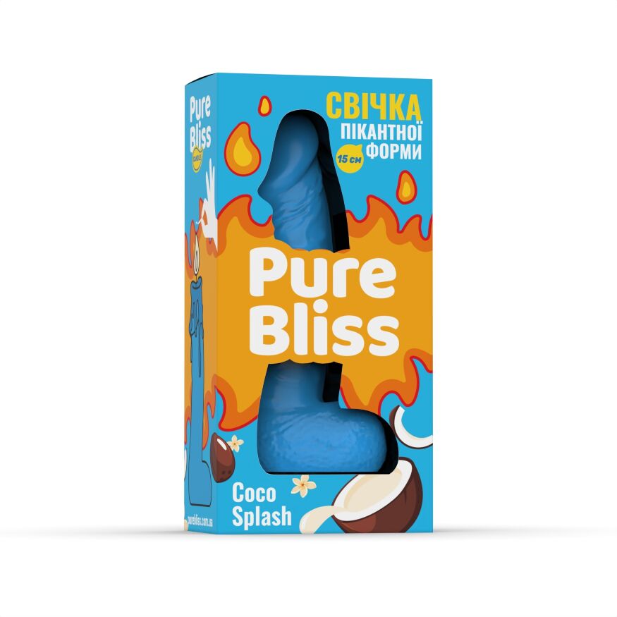 Свеча член Pure Bliss Coco Splash Blue, 15 см