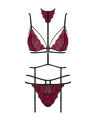 411010 Комплект мереживний з поясом для панчох Obsessive Sugestina 3-pcs set L/XL
