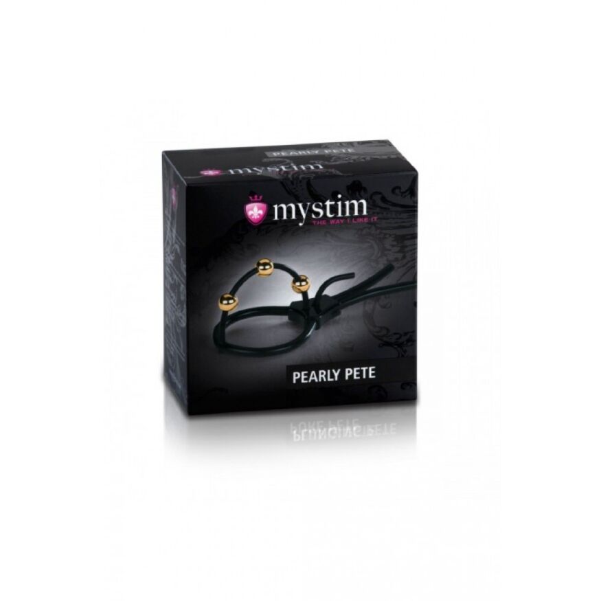 Лассо на пенис для электростимуляции Mystim Pearly Pete, черный