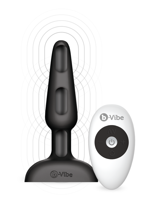 Анальна пробка із 3 моторами B-Vibe - Trio Remote Control Butt, чорна
