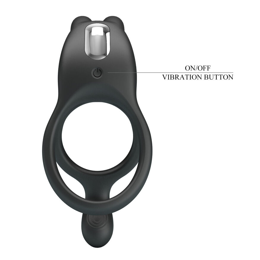 Эрекционное вибро кольцо Pretty Love - SETH Black, 7 vibration functions, BI-210335