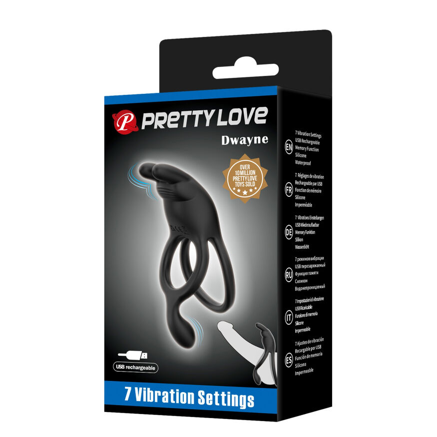 Эрекционное вибро кольцо Pretty Love - SETH Black, 7 vibration functions, BI-210335