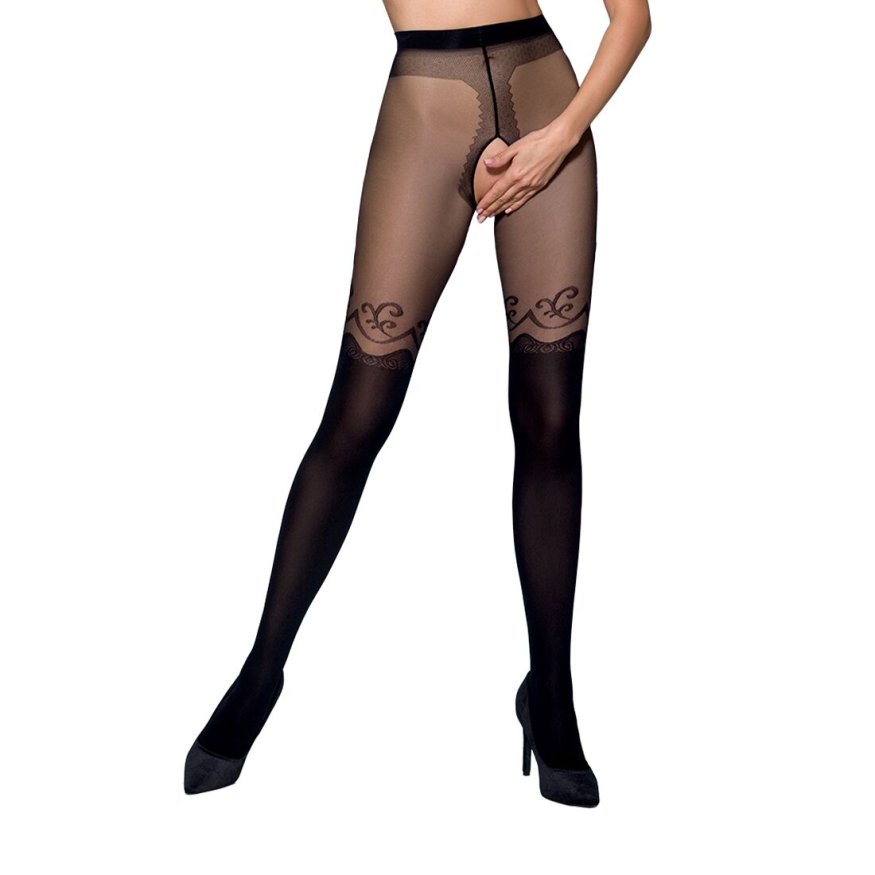 Колготки с открытым доступом Passion TIOPEN 012 black 1/2 (20/40 den), двойная плотность