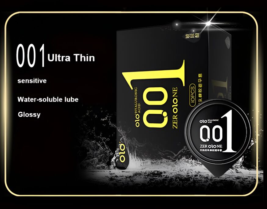 Ароматизированные ультратонкие презервативы с гиалуроновой кислотой OLO - ZERO ONE Black, 10 шт