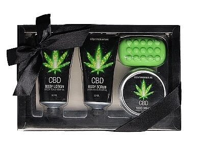 Набор после ванны и душа CBD Gift set - GREEN TEA &amp; HEMP OIL ( 4 предмета )
