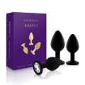 Набор силиконовых анальных пробок с кристаллом Rianne S: Booty Plug Set Black, диаметр 2,7см, 3,5см, 4,1см