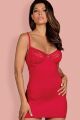 Сорочка сексуальная красная Obsessive JOLIEROSE с кружевной отделкой, S/M