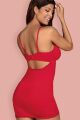Сорочка сексуальная красная Obsessive JOLIEROSE с кружевной отделкой, S/M