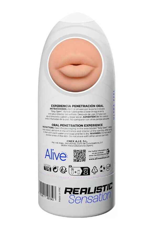 Мастурбатор чоловічий у вигляді рота Alive Oral Flex у колбі, M
